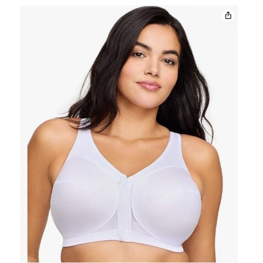 Glamorise Full Figure Plus Size Bra 56DD MagicLift Front-Closure Posture Back